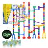 Marble Run Set, 145 Piece Marble Maze Building Block Brain Game, with 5 Glow in the Dark Marbles + 40 Glass Marbles