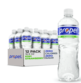 Propel Flavored Water with Electrolytes, Kiwi Strawberry, 16.9 fl oz, 12 Pack