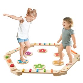 VEVOR Balance Beam Stepping Stones, 6 PCS Wooden Toddler Balance Boards, Montessori Toy for Kids 2-6