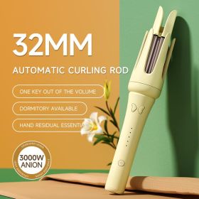 Customized Fully Automatic Korean Style Big Curl Three-in-one Curling Iron (Color: Yellow)
