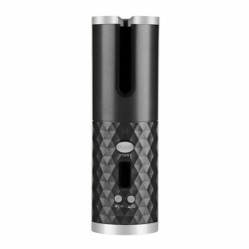 Hair Curler LCD Cordless Auto Rotating Waver Curling Iron Ceramic Wireless USA (Color: Black)