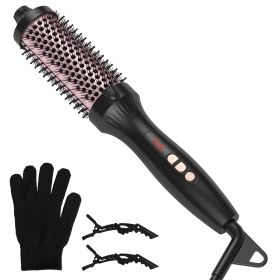1Pc 3 In 1 Thermal Brush Hair Curler Brush Hair Curler Straightener With 10 Heating Levels 30S Fast Heating Fit For All Hair Types For Home Trave (Option: Rose Gold)